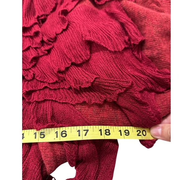 MOTH Wool Blend Red Ruffle Sweater Bohemian Wrap Open Cardigan Size M/L - Picture 5 of 7